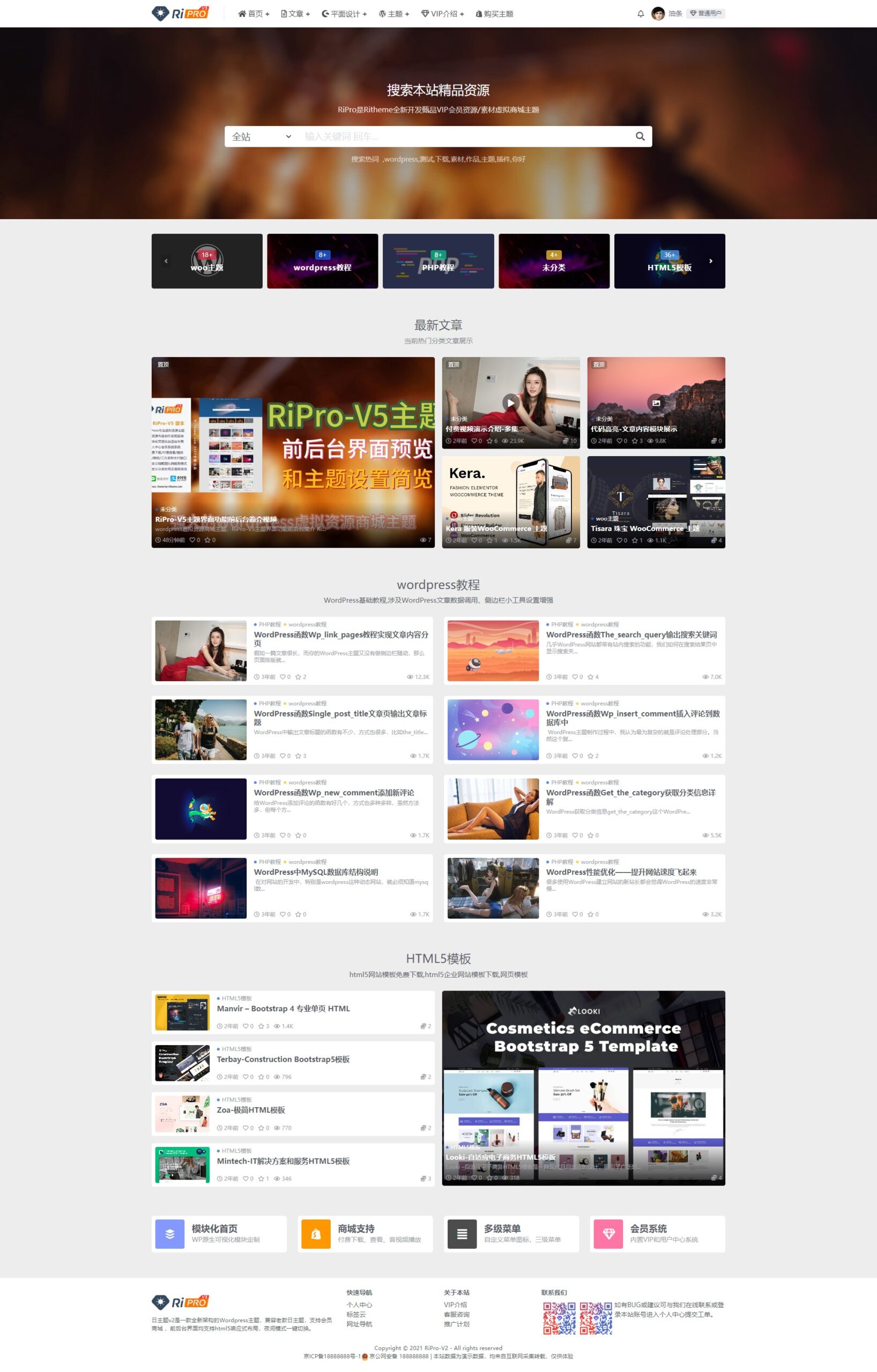 wordpress虚拟资源商城主题，RiPro-V5 V9.3